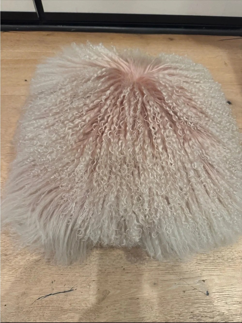 Mongolian Lamb Pillow NEW Pale Pink Rose WEST ELM Price Firm!